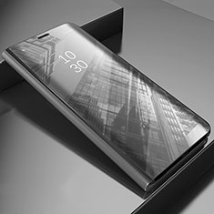 OnePlus 10T 5G用手帳型 レザーケース スタンド 鏡面 カバー L02 OnePlus シルバー