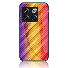 OnePlus 10T 5G用ハイブリットバンパーケース プラスチック 鏡面 虹 グラデーション 勾配色 カバー LS2 OnePlus オレンジ
