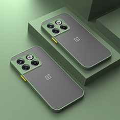 OnePlus 10T 5G用ハイブリットバンパーケース クリア透明 プラスチック カバー OnePlus オリーブグリーン