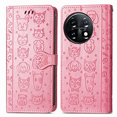 OnePlus 11 5G用手帳型 レザーケース スタンド パターン カバー S03D OnePlus ピンク