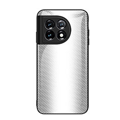 OnePlus 11 5G用ハイブリットバンパーケース プラスチック 鏡面 虹 グラデーション 勾配色 カバー JM2 OnePlus ホワイト