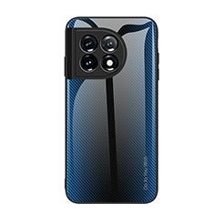 OnePlus 11 5G用ハイブリットバンパーケース プラスチック 鏡面 虹 グラデーション 勾配色 カバー JM2 OnePlus ネイビー