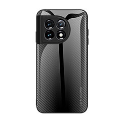 OnePlus 11 5G用ハイブリットバンパーケース プラスチック 鏡面 虹 グラデーション 勾配色 カバー JM2 OnePlus ブラック