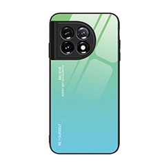 OnePlus 11 5G用ハイブリットバンパーケース プラスチック 鏡面 虹 グラデーション 勾配色 カバー JM1 OnePlus グリーン