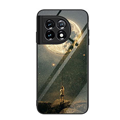 OnePlus 11 5G用ハイブリットバンパーケース プラスチック パターン 鏡面 カバー JM2 OnePlus オリーブグリーン
