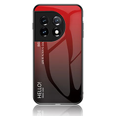 OnePlus 11 5G用ハイブリットバンパーケース プラスチック 鏡面 虹 グラデーション 勾配色 カバー LS1 OnePlus レッド