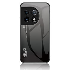 OnePlus 11 5G用ハイブリットバンパーケース プラスチック 鏡面 虹 グラデーション 勾配色 カバー LS1 OnePlus ダークグレー