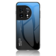 OnePlus 11 5G用ハイブリットバンパーケース プラスチック 鏡面 虹 グラデーション 勾配色 カバー LS1 OnePlus ネイビー