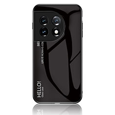 OnePlus 11 5G用ハイブリットバンパーケース プラスチック 鏡面 虹 グラデーション 勾配色 カバー LS1 OnePlus ブラック
