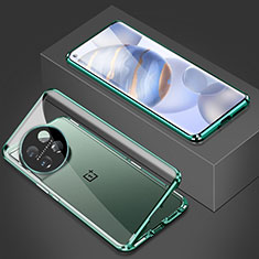 OnePlus 11 5G用ケース 高級感 手触り良い アルミメタル 製の金属製 360度 フルカバーバンパー 鏡面 カバー P03 OnePlus グリーン