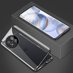 OnePlus 11 5G用ケース 高級感 手触り良い アルミメタル 製の金属製 360度 フルカバーバンパー 鏡面 カバー P03 OnePlus ブラック