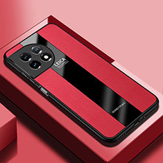 OnePlus 11 5G用シリコンケース ソフトタッチラバー レザー柄 カバー PB1 OnePlus レッド