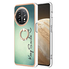 OnePlus 11 5G用シリコンケース ソフトタッチラバー バタフライ パターン カバー アンド指輪 Y02B OnePlus グリーン