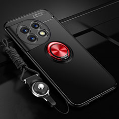 OnePlus 11 5G用極薄ソフトケース シリコンケース 耐衝撃 全面保護 アンド指輪 マグネット式 バンパー SD3 OnePlus レッド・ブラック
