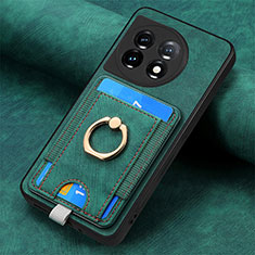OnePlus 11 5G用シリコンケース ソフトタッチラバー レザー柄 カバー SD2 OnePlus グリーン