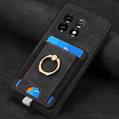 OnePlus 11 5G用シリコンケース ソフトタッチラバー レザー柄 カバー SD2 OnePlus ブラック