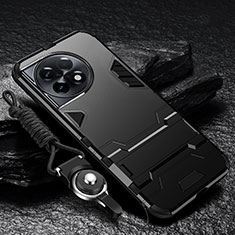 OnePlus 11R 5G用ハイブリットバンパーケース スタンド プラスチック 兼シリコーン カバー R01 OnePlus ブラック