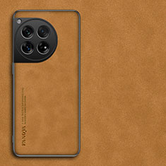 OnePlus 12 5G用ケース 高級感 手触り良いレザー柄 S04 OnePlus オレンジ