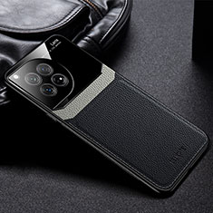 OnePlus 12 5G用シリコンケース ソフトタッチラバー レザー柄 カバー FL1 OnePlus ブラック