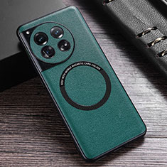 OnePlus 12 5G用ケース 高級感 手触り良いレザー柄 Mag-Safe 磁気 Magnetic P01 OnePlus グリーン