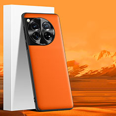 OnePlus 12R 5G用ケース 高級感 手触り良いレザー柄 S06 OnePlus オレンジ