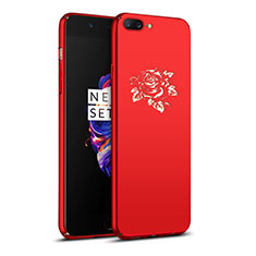 OnePlus 5用ハードケース プラスチック 花々 OnePlus レッド