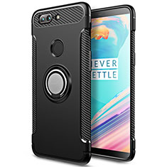 OnePlus 5T A5010用ハイブリットバンパーケース プラスチック アンド指輪 兼シリコーン OnePlus ブラック