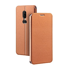 OnePlus 6用手帳型 レザーケース スタンド カバー OnePlus オレンジ