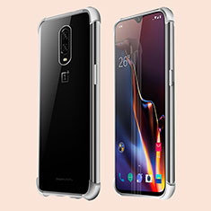 OnePlus 6T用極薄ソフトケース シリコンケース 耐衝撃 全面保護 クリア透明 H01 OnePlus シルバー