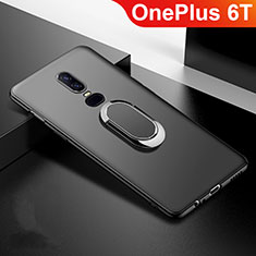 OnePlus 6T用極薄ソフトケース シリコンケース 耐衝撃 全面保護 アンド指輪 マグネット式 バンパー OnePlus ブラック