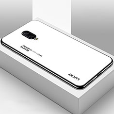 OnePlus 6T用ハイブリットバンパーケース プラスチック 鏡面 虹 グラデーション 勾配色 カバー OnePlus ホワイト
