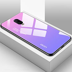 OnePlus 6T用ハイブリットバンパーケース プラスチック 鏡面 虹 グラデーション 勾配色 カバー OnePlus パープル