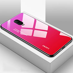 OnePlus 6T用ハイブリットバンパーケース プラスチック 鏡面 虹 グラデーション 勾配色 カバー OnePlus ローズレッド