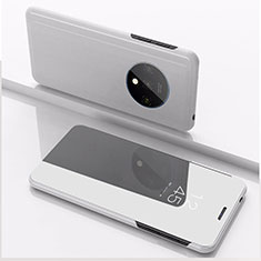 OnePlus 7T用手帳型 レザーケース スタンド 鏡面 カバー L02 OnePlus シルバー