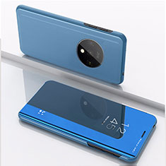 OnePlus 7T用手帳型 レザーケース スタンド 鏡面 カバー L02 OnePlus ブルー