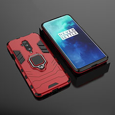 OnePlus 7T Pro 5G用ハイブリットバンパーケース スタンド プラスチック 兼シリコーン カバー マグネット式 OnePlus レッド