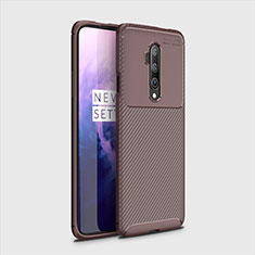 OnePlus 7T Pro用シリコンケース ソフトタッチラバー ツイル カバー OnePlus ブラウン