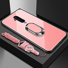 OnePlus 7T Pro用ハイブリットバンパーケース プラスチック 鏡面 カバー アンド指輪 マグネット式 OnePlus ローズゴールド