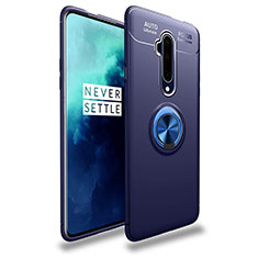 OnePlus 7T Pro用極薄ソフトケース シリコンケース 耐衝撃 全面保護 アンド指輪 マグネット式 バンパー T02 OnePlus ネイビー