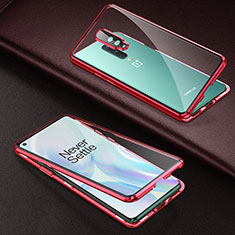 OnePlus 8用ケース 高級感 手触り良い アルミメタル 製の金属製 360度 フルカバーバンパー 鏡面 カバー T01 OnePlus レッド