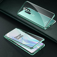 OnePlus 8用ケース 高級感 手触り良い アルミメタル 製の金属製 360度 フルカバーバンパー 鏡面 カバー T01 OnePlus グリーン