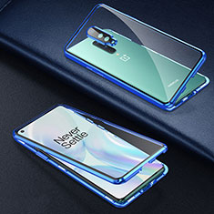 OnePlus 8用ケース 高級感 手触り良い アルミメタル 製の金属製 360度 フルカバーバンパー 鏡面 カバー T01 OnePlus ネイビー