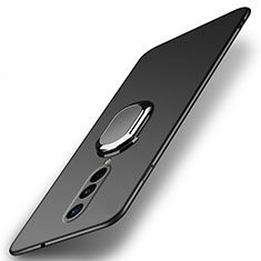 OnePlus 8用ハードケース プラスチック 質感もマット アンド指輪 マグネット式 P01 OnePlus ブラック
