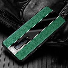 OnePlus 8用シリコンケース ソフトタッチラバー レザー柄 カバー H02 OnePlus グリーン