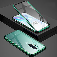 OnePlus 8 Pro用ケース 高級感 手触り良い アルミメタル 製の金属製 360度 フルカバーバンパー 鏡面 カバー T02 OnePlus グリーン