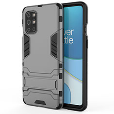 OnePlus 8T 5G用ハイブリットバンパーケース スタンド プラスチック 兼シリコーン カバー OnePlus グレー