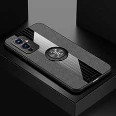 OnePlus 9 5G用極薄ソフトケース シリコンケース 耐衝撃 全面保護 アンド指輪 マグネット式 バンパー X01L OnePlus グレー