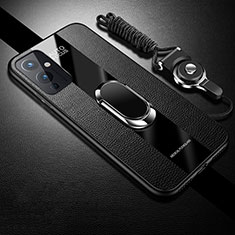 OnePlus 9 5G用極薄ソフトケース シリコンケース 耐衝撃 全面保護 アンド指輪 マグネット式 バンパー S01 OnePlus ブラック