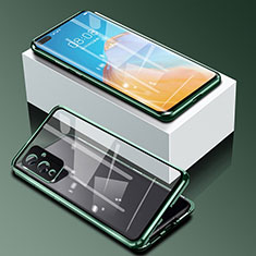 OnePlus 9 5G用ケース 高級感 手触り良い アルミメタル 製の金属製 360度 フルカバーバンパー 鏡面 カバー P01 OnePlus グリーン