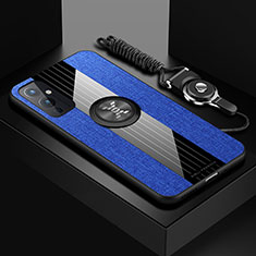 OnePlus 9 5G用極薄ソフトケース シリコンケース 耐衝撃 全面保護 アンド指輪 マグネット式 バンパー X03L OnePlus ネイビー